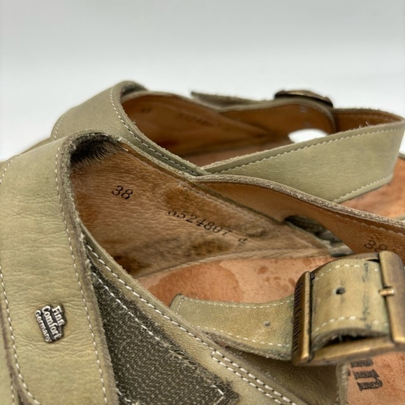 Finn Comfort Women’s 38 Green Leather Made in Germany Sylt Sandals - Picture 7 of 7